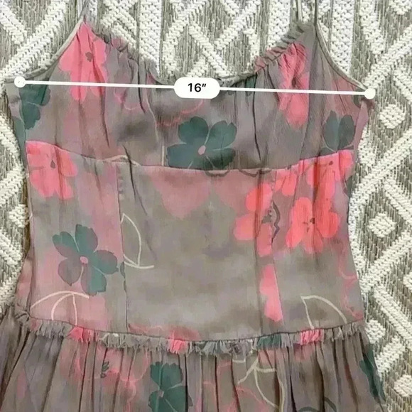 ADRIANNA 100% SILK TIERED SPAGHETTI DRESS Size 10 - Picture 4 of 12